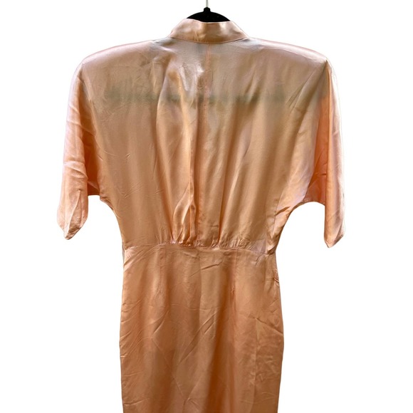 Vintage Wild Dress Peach Satin Button Down Dress - Picture 6 of 8